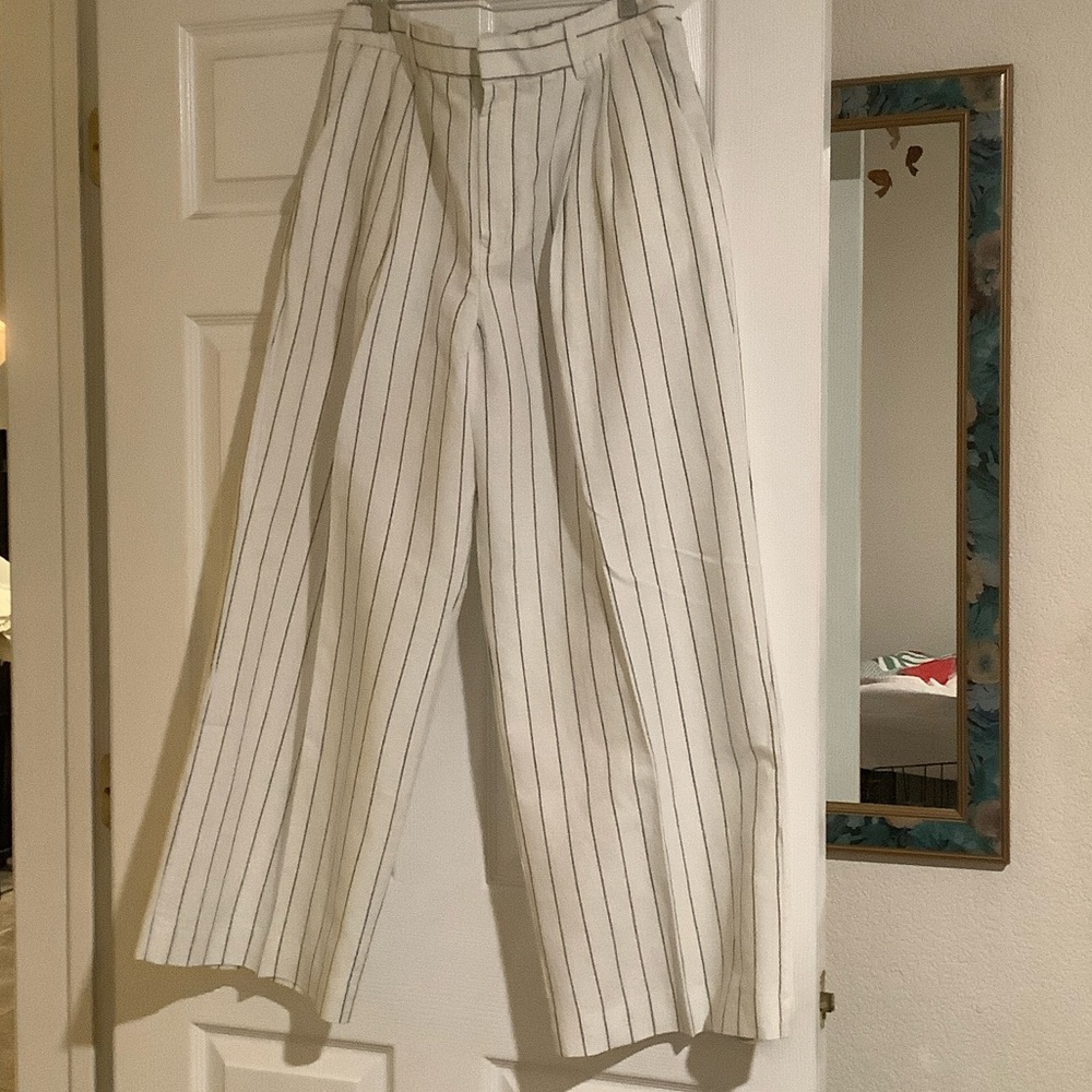 GAP White Striped Wide Leg Pants